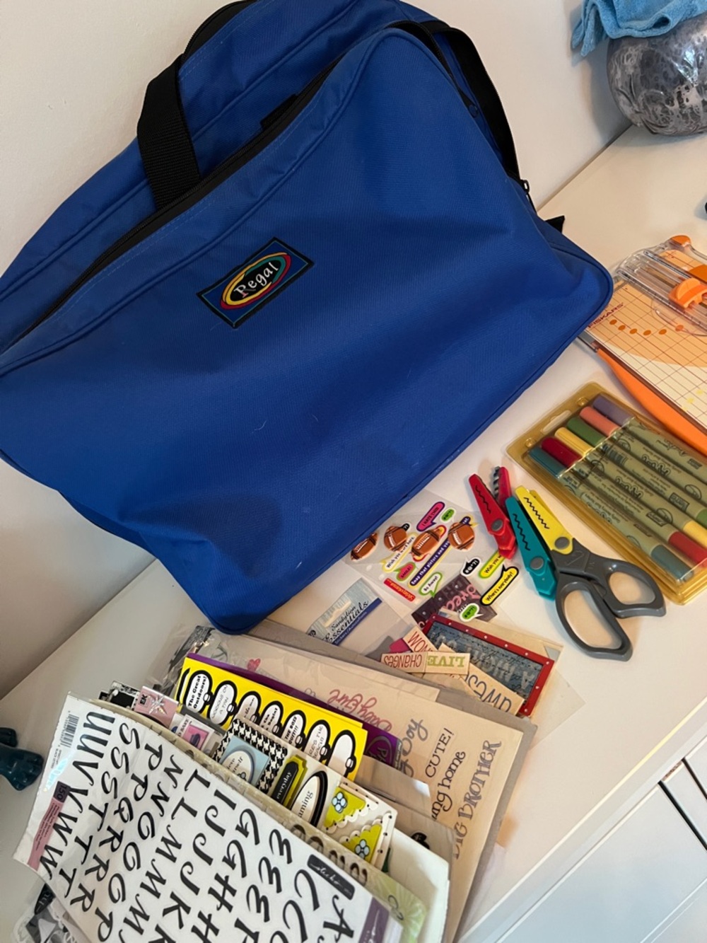 Scrapbooking bag with lots of supplies!